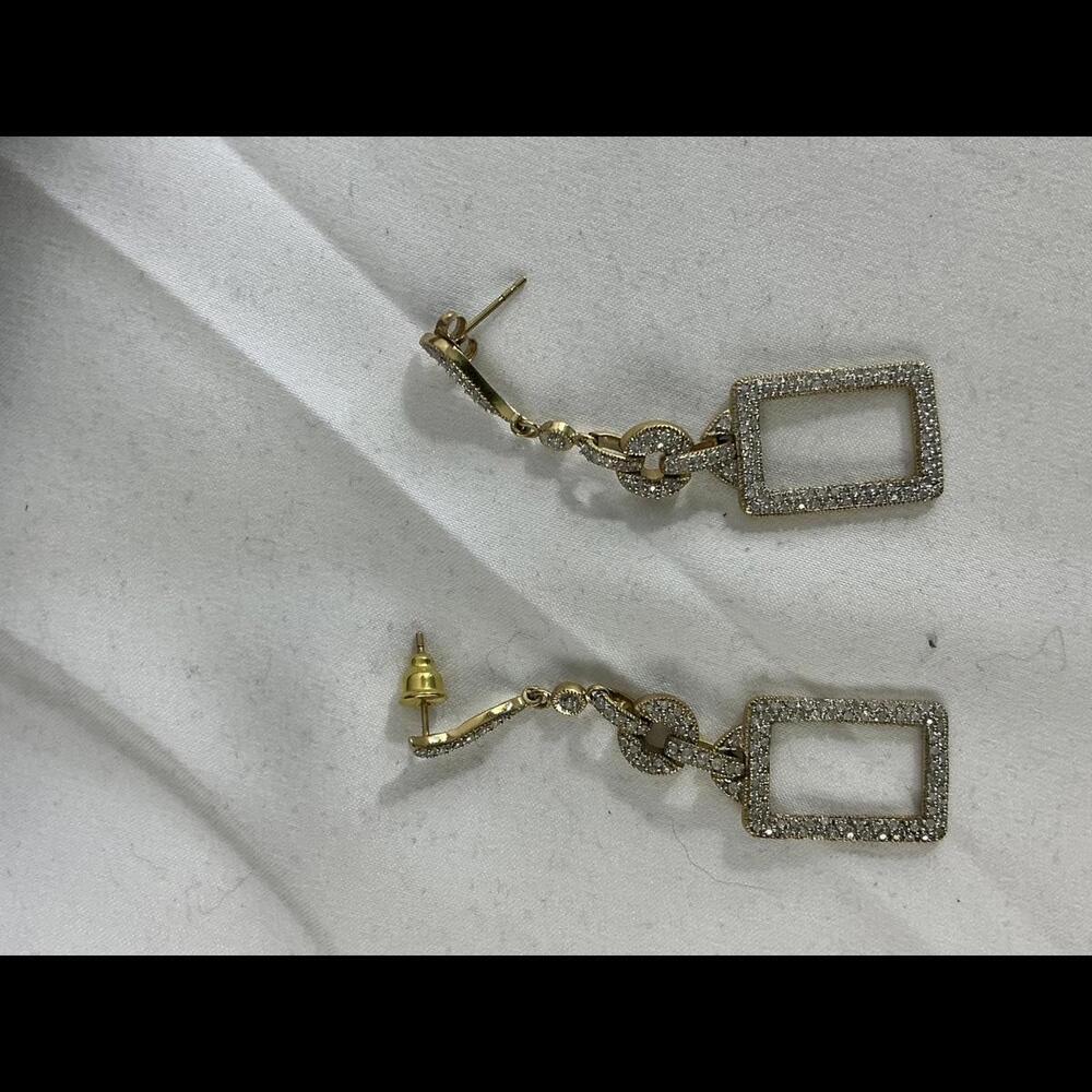 Stunning 14k  Gold and Diamond Geometric Earrings